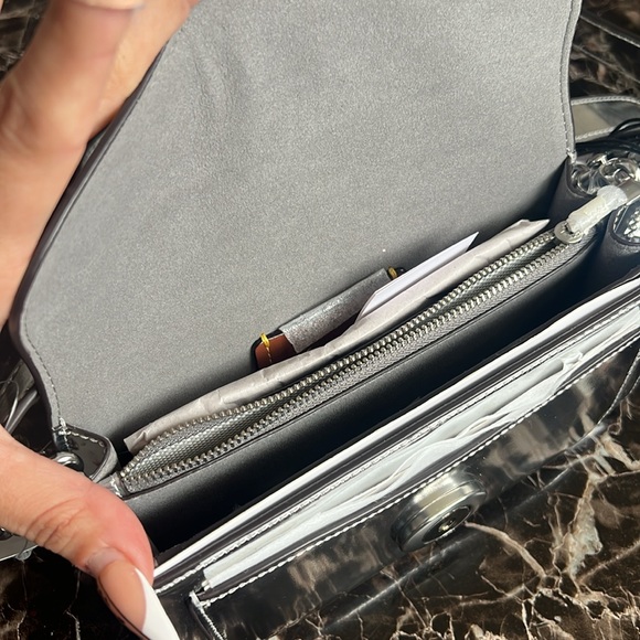 Coach Tabby Shoulder Bag 20 In Metallic silver NWT with crossbody strap - Picture 12 of 17